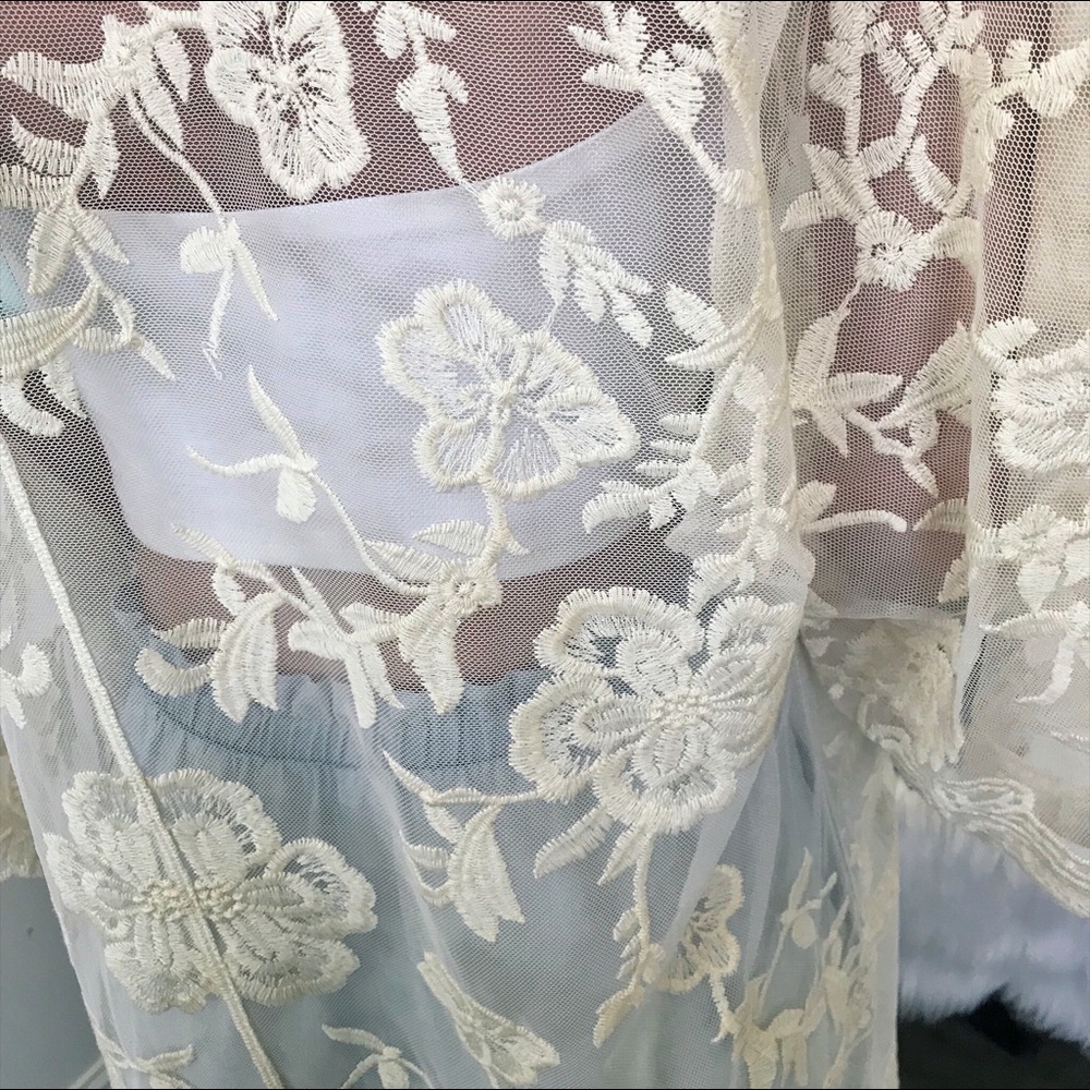 Crochet Lace Floral Midi Kimono - Picture 5 of 8